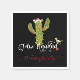 Feliz Navidad Christmas Cactus Party Serviette