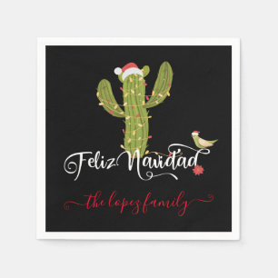 Feliz Navidad Christmas Cactus Party Serviette