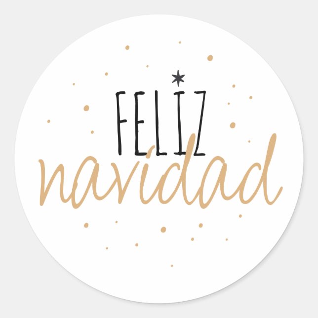 Feliz Navidad Christmas Runder Aufkleber (Vorderseite)