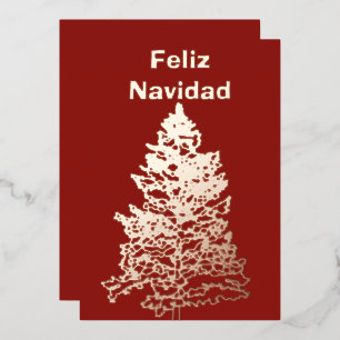 Feliz Navidad Christmas Tree Rose Gold Folien Feiertagskarte