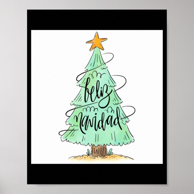 Feliz Navidad Christmas Tree T Shirt  Poster (Vorne)