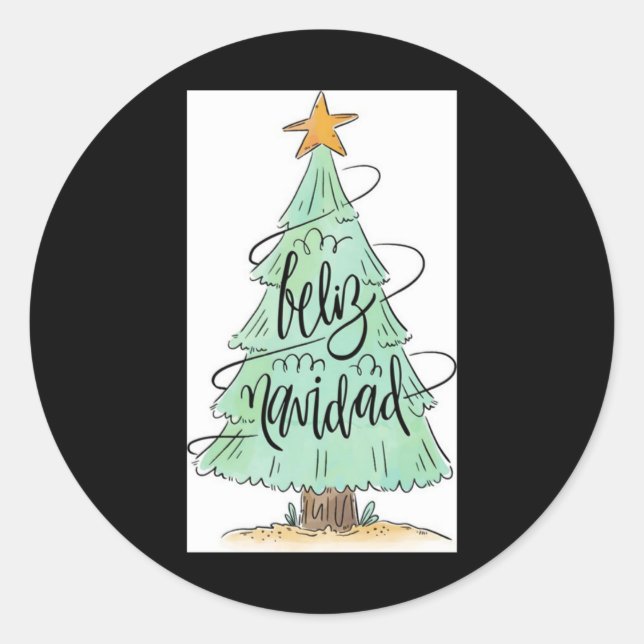 Feliz Navidad Christmas Tree T Shirt  Runder Aufkleber (Vorderseite)