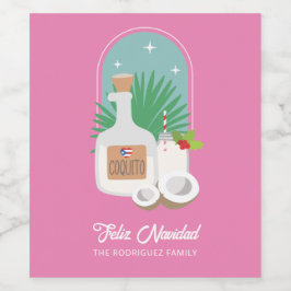 Feliz Navidad Coquito Set für Lebensmittel und Get Weinetikett