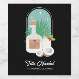 Feliz Navidad Coquito Set für Lebensmittel und Get Weinetikett