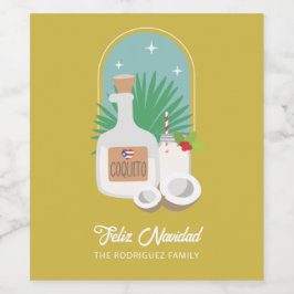 Feliz Navidad Coquito Set für Lebensmittel und Get Weinetikett