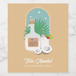 Feliz Navidad Coquito Set für Lebensmittel und Get Weinetikett