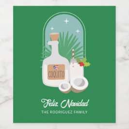 Feliz Navidad Coquito Set für Lebensmittel und Get Weinetikett