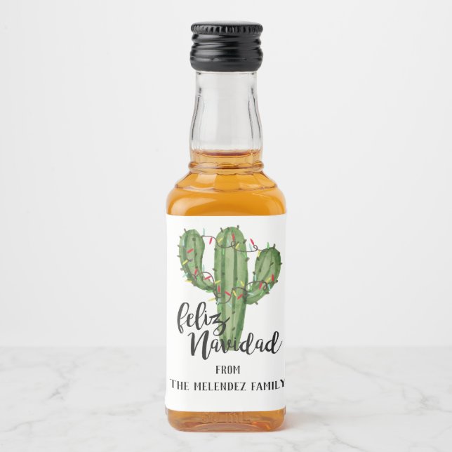 Feliz Navidad Custom Christmas Mini Liquor Alkoholflaschenetikett (Vorderseite)