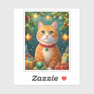 Feliz navidad de mi hermoso gato naranja aufkleber