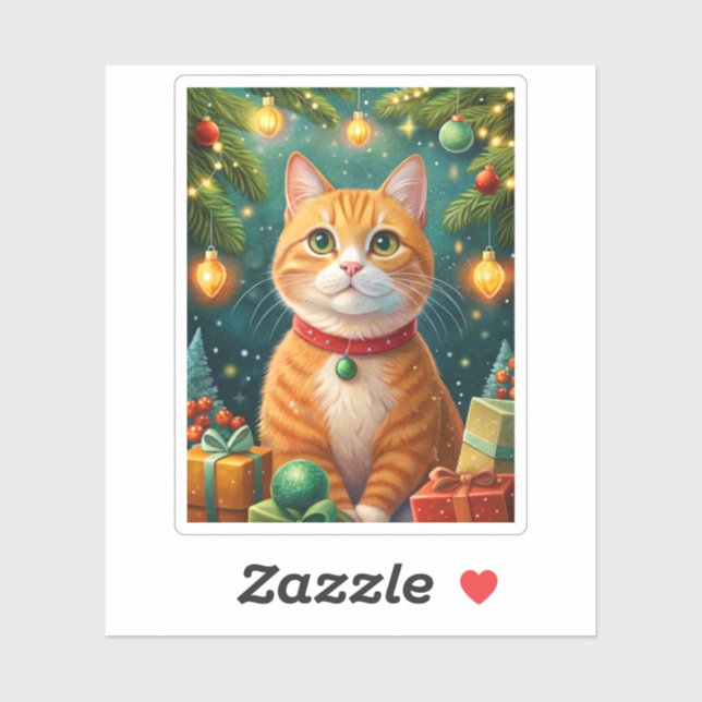 Feliz navidad de mi hermoso gato naranja aufkleber (Blatt)