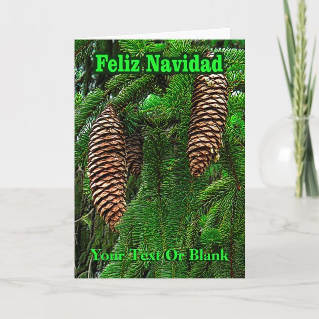 Feliz Navidad - Dosen und Nadeln Feiertagskarte (Vorderseite)