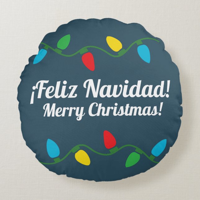 Feliz Navidad en Español Rundes Kissen (Vorderseite)