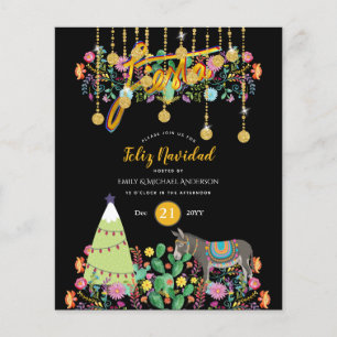 Feliz Navidad Fiesta Einladung von Folk Blume Burr