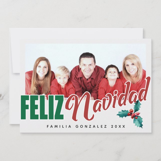 Feliz Navidad Foto-Rahmen Feiertagskarte (Vorderseite)