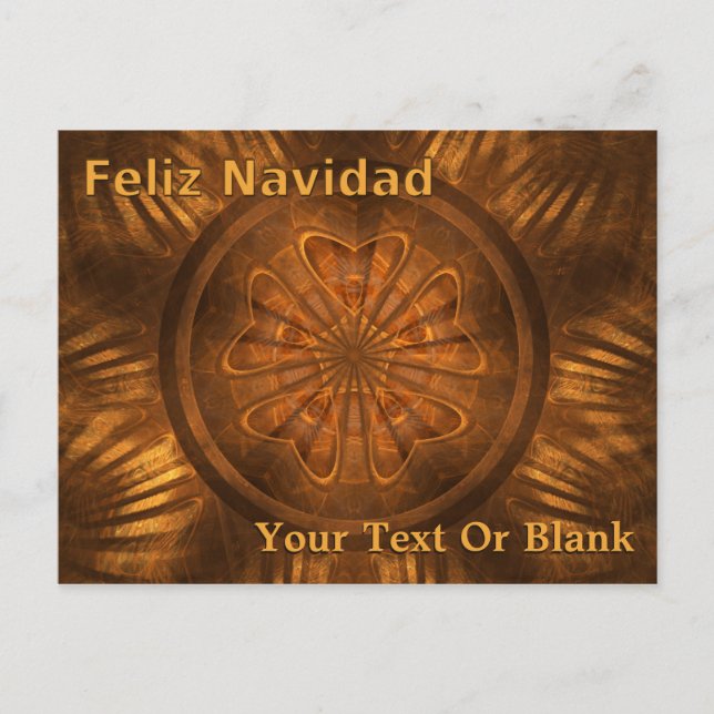 Feliz Navidad - Fraktal Wood Carving Postkarte (Vorderseite)