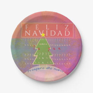"Feliz navidad" Frieden und glückliches neues Jah Pappteller