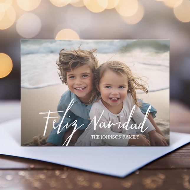 Feliz Navidad - Frohe Weihnachten Modernes Foto (Unique Photo Card)