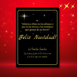 Feliz Navidad Golden & Black Luke 2:14 Verse Feiertagskarte