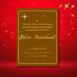 Feliz Navidad Golden & Brown Luke 2:14 Verse Feiertagskarte