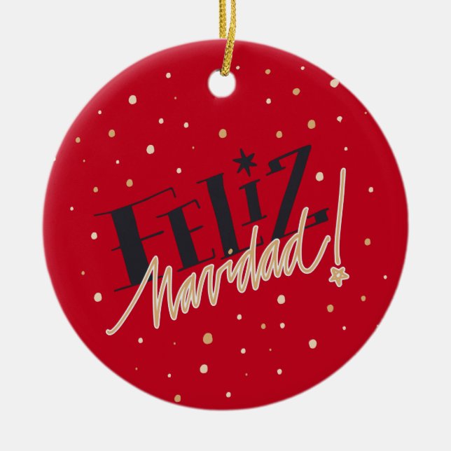 Feliz Navidad, Happy Christmas, w/ photo Keramik Ornament (Vorne)