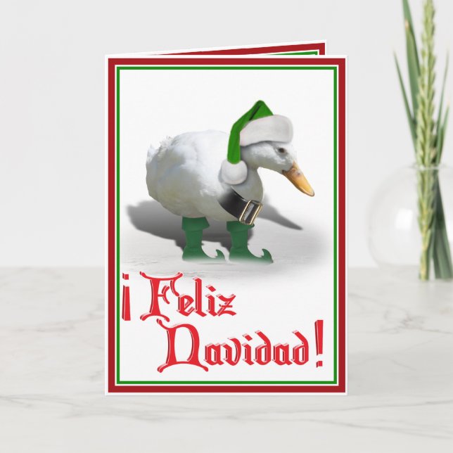 Feliz Navidad - Helfer Elf Duck Feiertagskarte (Vorderseite)