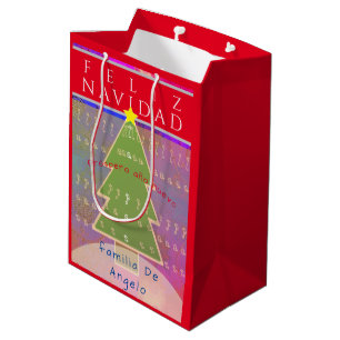 "Feliz Navidad" - Individuelle Name und Nachricht Mittlere Geschenktüte