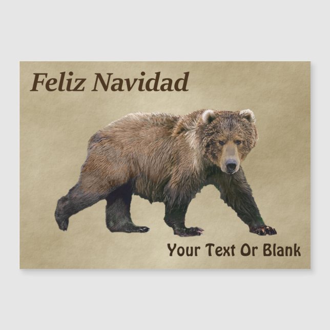 Feliz Navidad - Kodiak Bear Magnetkarte (Vorderseite)