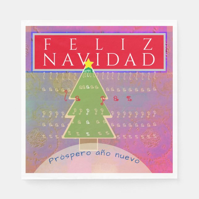 "Feliz Navidad" Kurze Weihnachtsmeldung Serviette (Vorderseite)