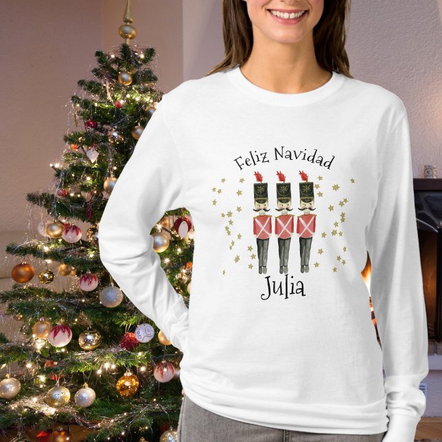 Feliz Navidad Ladies Christmas Shirt With Name (Feliz Navidad Ladies Christmas Shirt With Name)