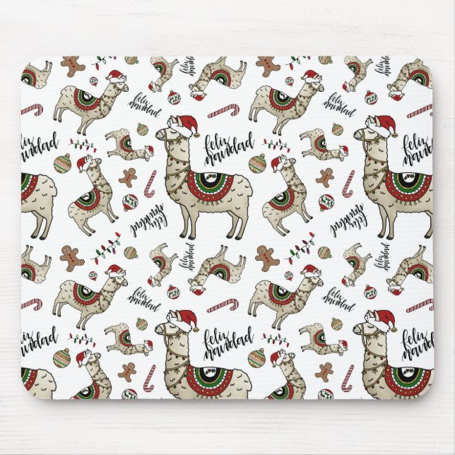 Feliz Navidad Llama Mousepad (Vorne)