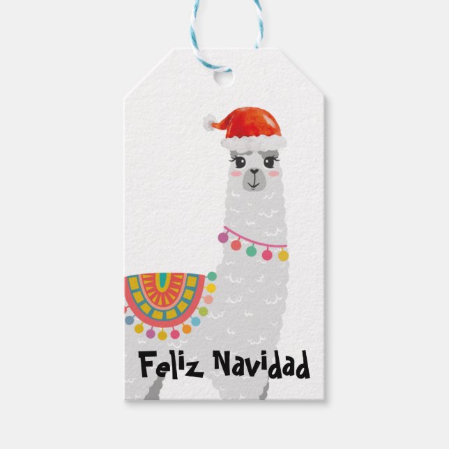 Feliz Navidad Llama Weihnachtsgeschenk-Tag Geschenkanhänger (Vorderseite)