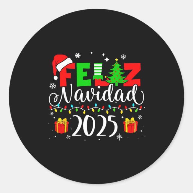 Feliz Navidad Matching Family Spanish Christmas Me Runder Aufkleber (Vorderseite)