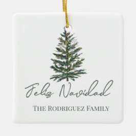 Feliz Navidad-Merry Weihnachtsbaum und Lichter Keramikornament