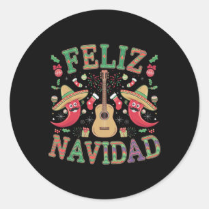 Feliz Navidad Mexican Fiesta Pepper Christmas Ugly Runder Aufkleber