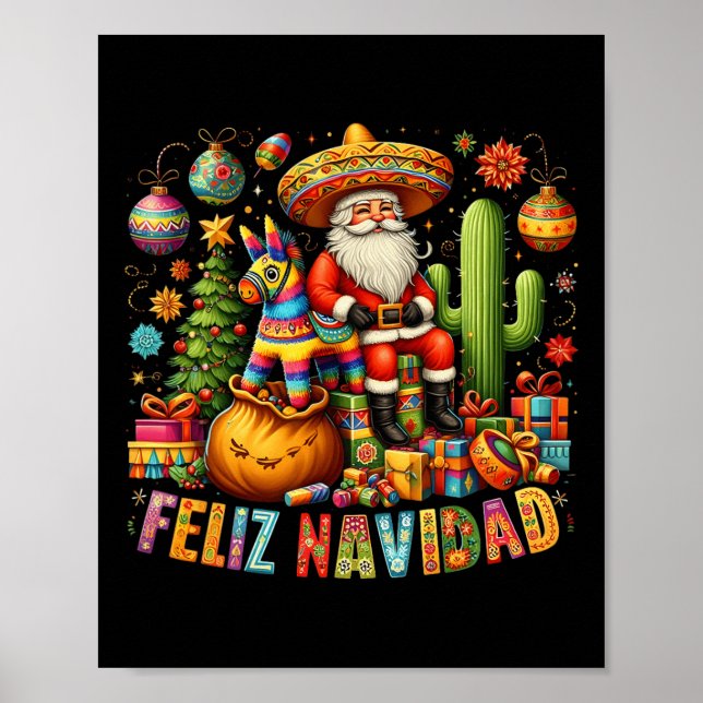 Feliz Navidad Mexican Funny Christmas Santa Festiv Poster (Vorne)