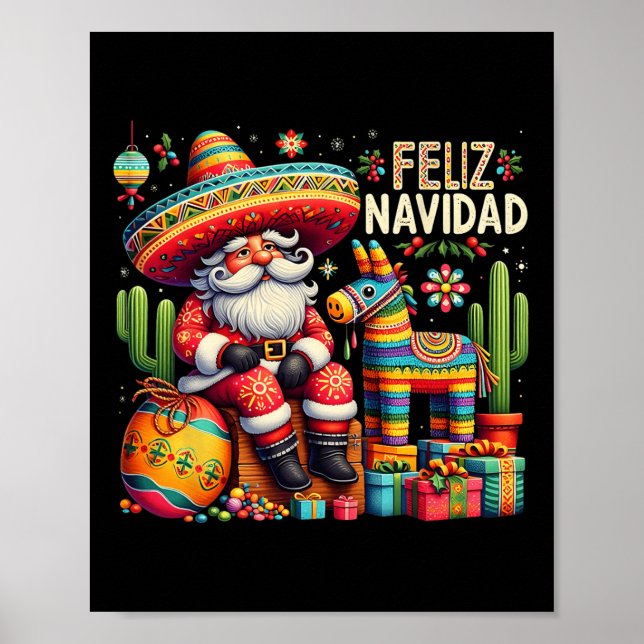 Feliz Navidad Mexican Funny Christmas Santa Festiv Poster (Vorne)