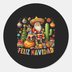 Feliz Navidad Mexican Funny Christmas Santa Festiv Runder Aufkleber
