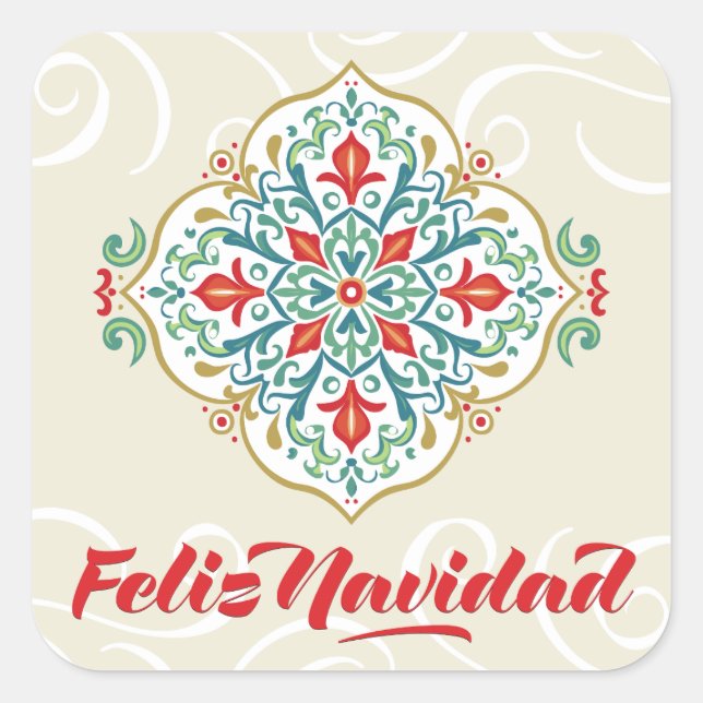 Feliz Navidad Mexiko Spanische Sprache Weihnachten Quadratischer Aufkleber (Vorderseite)