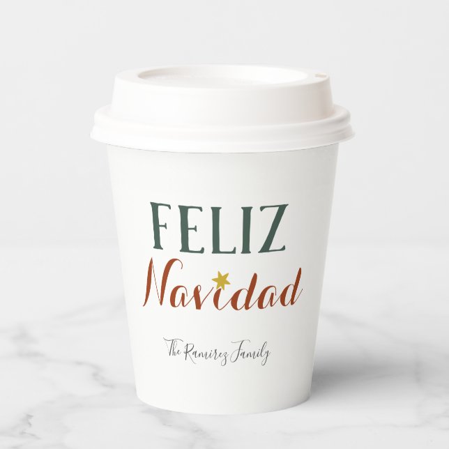 Feliz Navidad Minimaler Weihnachtsstar    Pappbecher (Vorderseite)