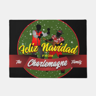 Feliz Navidad mit Parranderos und FAMILIENNAME Fußmatte