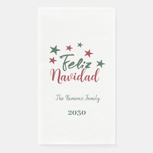 Feliz Navidad Moderne Weihnachtsfamilie Serviette (Vorderseite)