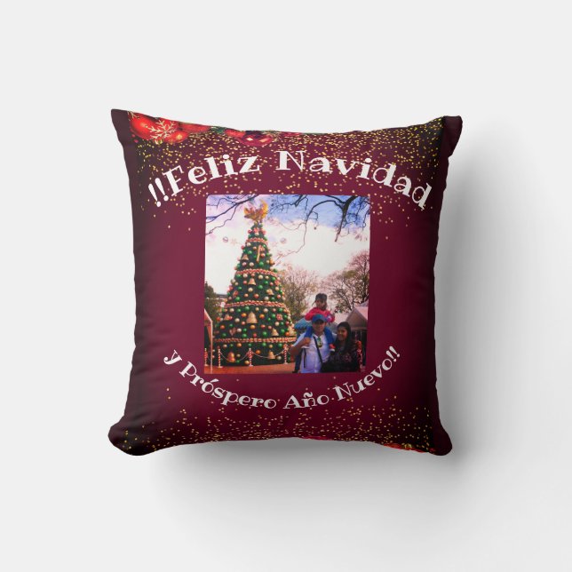 Feliz Navidad Moderner Glitzer Weihnachten Kissen (Vorderseite)
