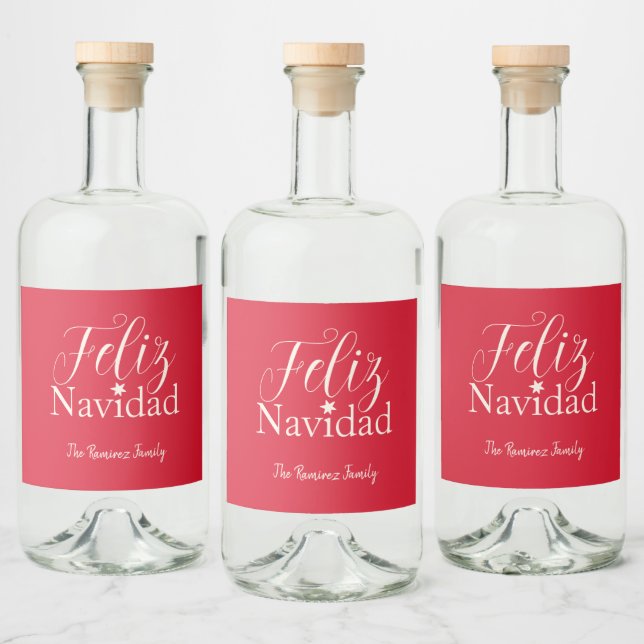 Feliz Navidad Modernes Weihnachts-Party Alkoholflaschenetikett (Flaschen)