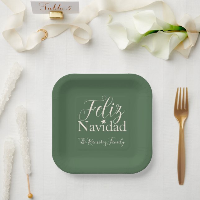 Feliz Navidad Modernes Weihnachts-Party Pappteller (Hochzeit)