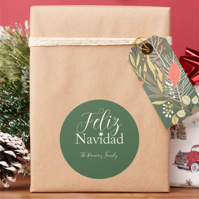 Feliz Navidad Modernes Weihnachts-Party Runder Aufkleber (Feiertag)