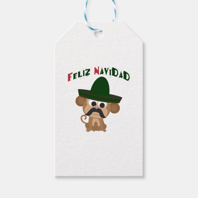 Feliz Navidad Monkey Geschenkanhänger (Vorderseite)