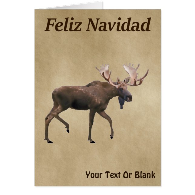 Feliz Navidad - Moose Sur Ancien Papier (Devant)