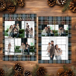 Feliz Navidad Multi Foto Feiertagskarte<br><div class="desc">Feiern Sie die Saison mit diesem modernen und stilvollen weißen Text auf der grauen karierten Urlaubskarte mit 7 Fotos. Es ist perfekt, um all Ihren Freunden und Ihrer Familie einen Feliz Navidad zu wünschen! Jeder wird Liebe haben, neue Fotos Ihrer Familie zu haben. Um diese Karte zu erstellen, wählen Sie...</div>