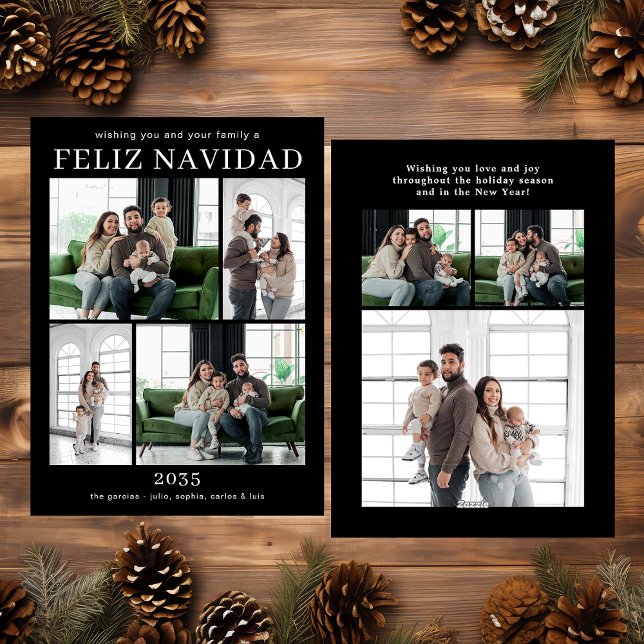 Feliz Navidad Multi Photo Carte de vacances (Créateur téléchargé)