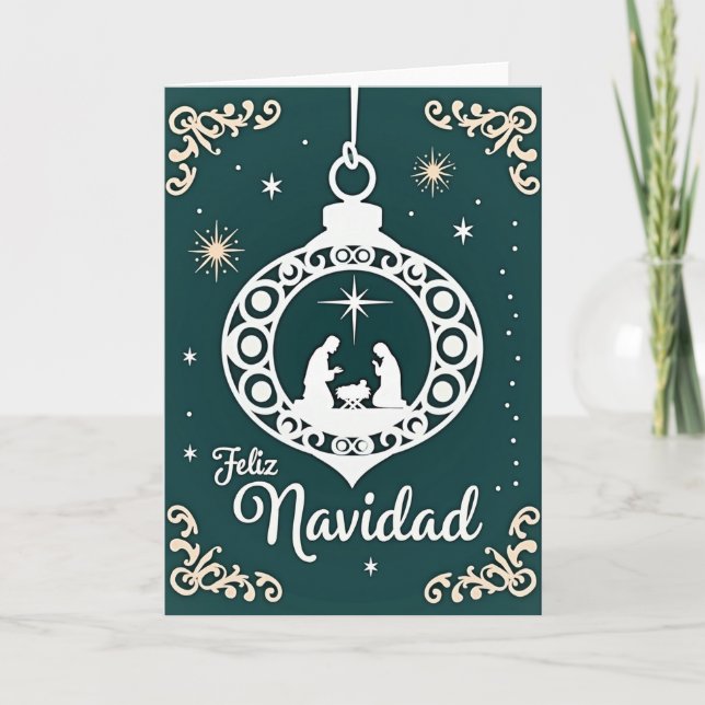Feliz Navidad Nativity Scene Card Karte (Vorderseite)